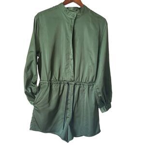 HUNTER for Target Womens Satin Utility Romper in Olive Green
